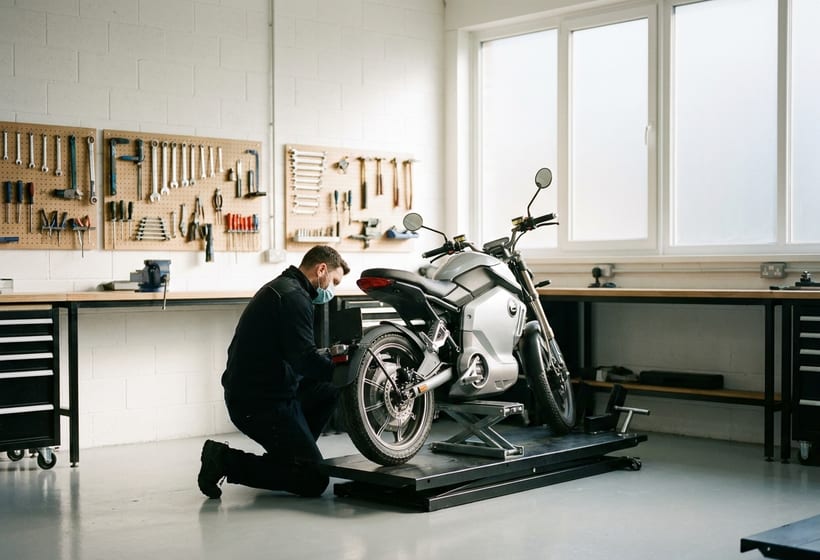 Motorrad in der Werkstatt